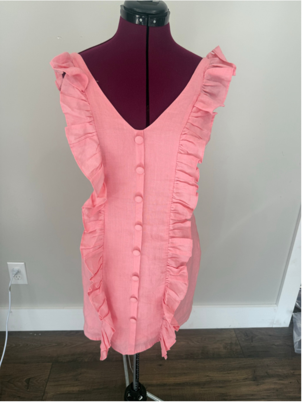 Women's Olivaceous Pink Ruffle Mini Dress Size M